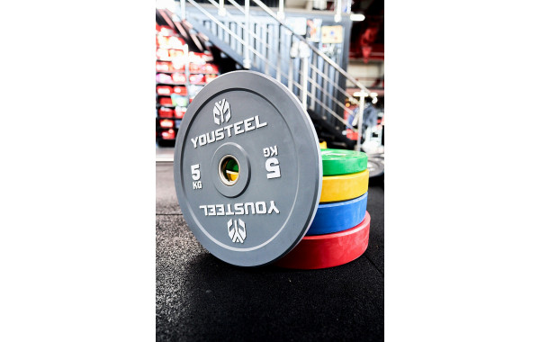 Диск 5кг YouSteel EVO Bumper Plate серый 600_380