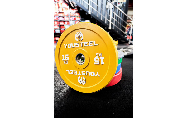 Диск 15кг YouSteel EVO Bumper Plate желтый 600_380