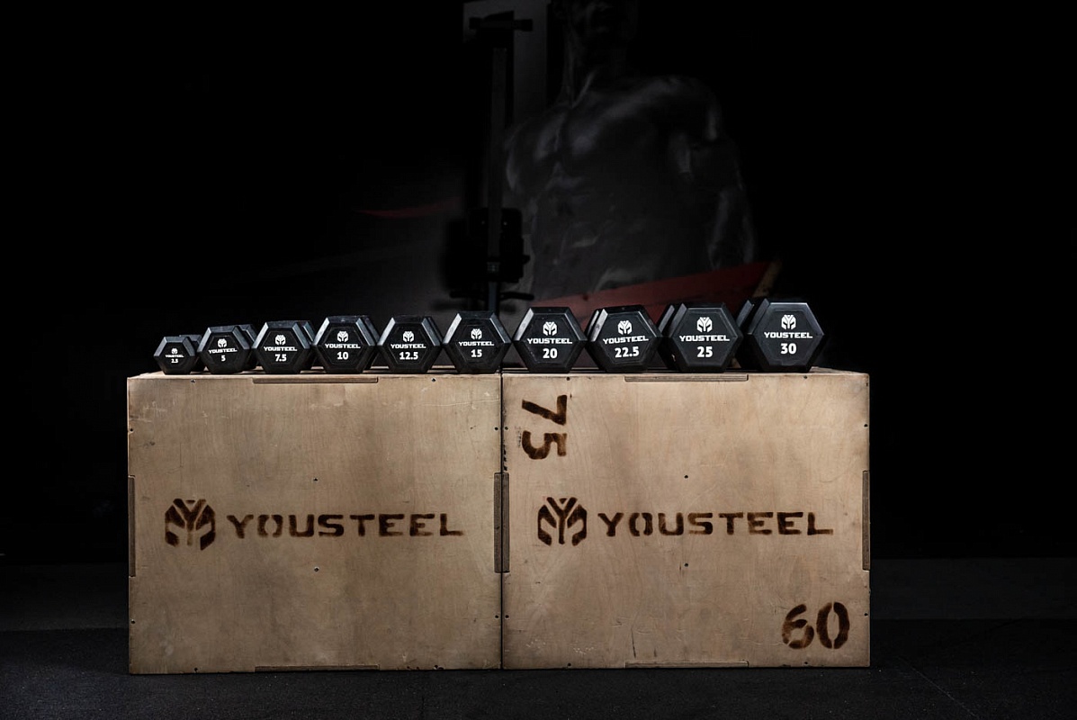 Гантель обрезиненная YouSteel HEX DB 30 кг 1197_800