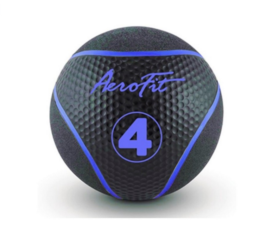 Набивной мяч 4 кг Aerofit AFMB4 черный\ голубые полоски 947_800